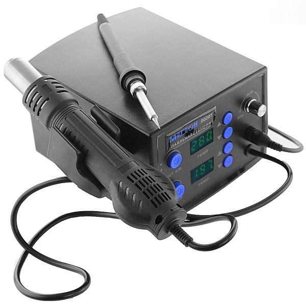 Многофункциональная паяльная станция 2 в 1 МЕГЕОН 00207 купить по низкой цене | МАКСПРОФИТ