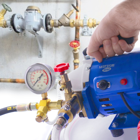 Электрический опрессовочный насос МЕГЕОН 98160 купить по низкой цене | МАКСПРОФИТ